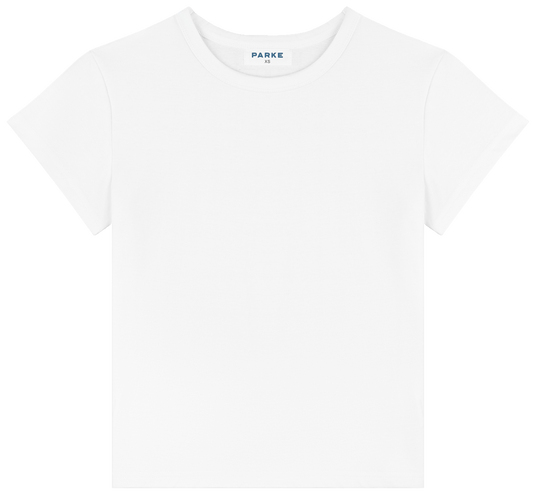 core tee flat lay -white