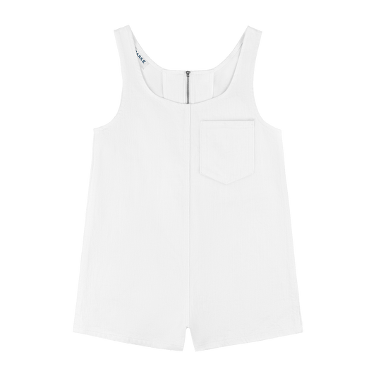 Tank Top Denim Romper - White