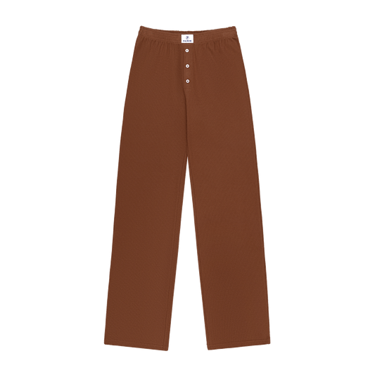 Ribbed Cotton Boxer Pant -mocha