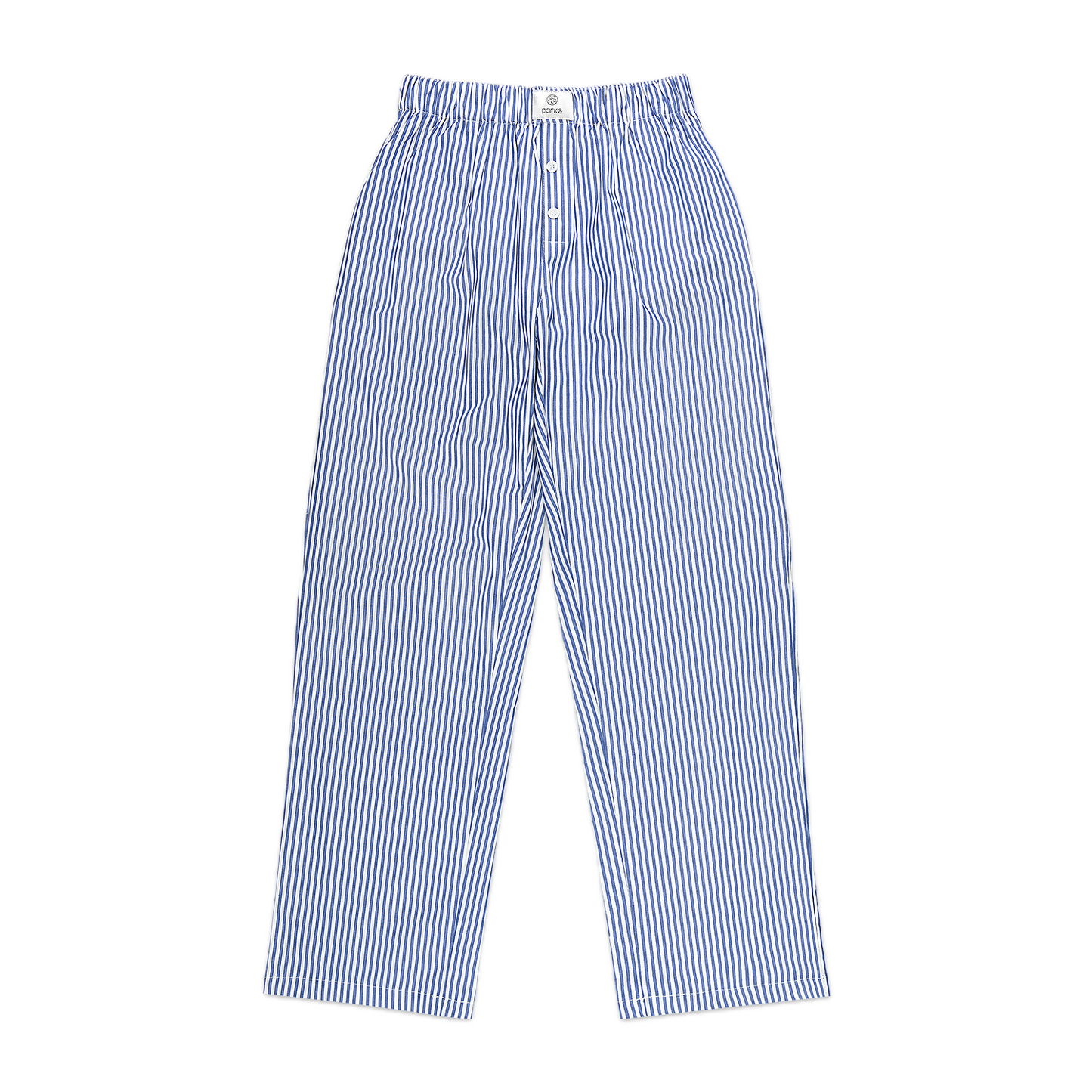 navy + white striped boxer pant flat lay- navy + white