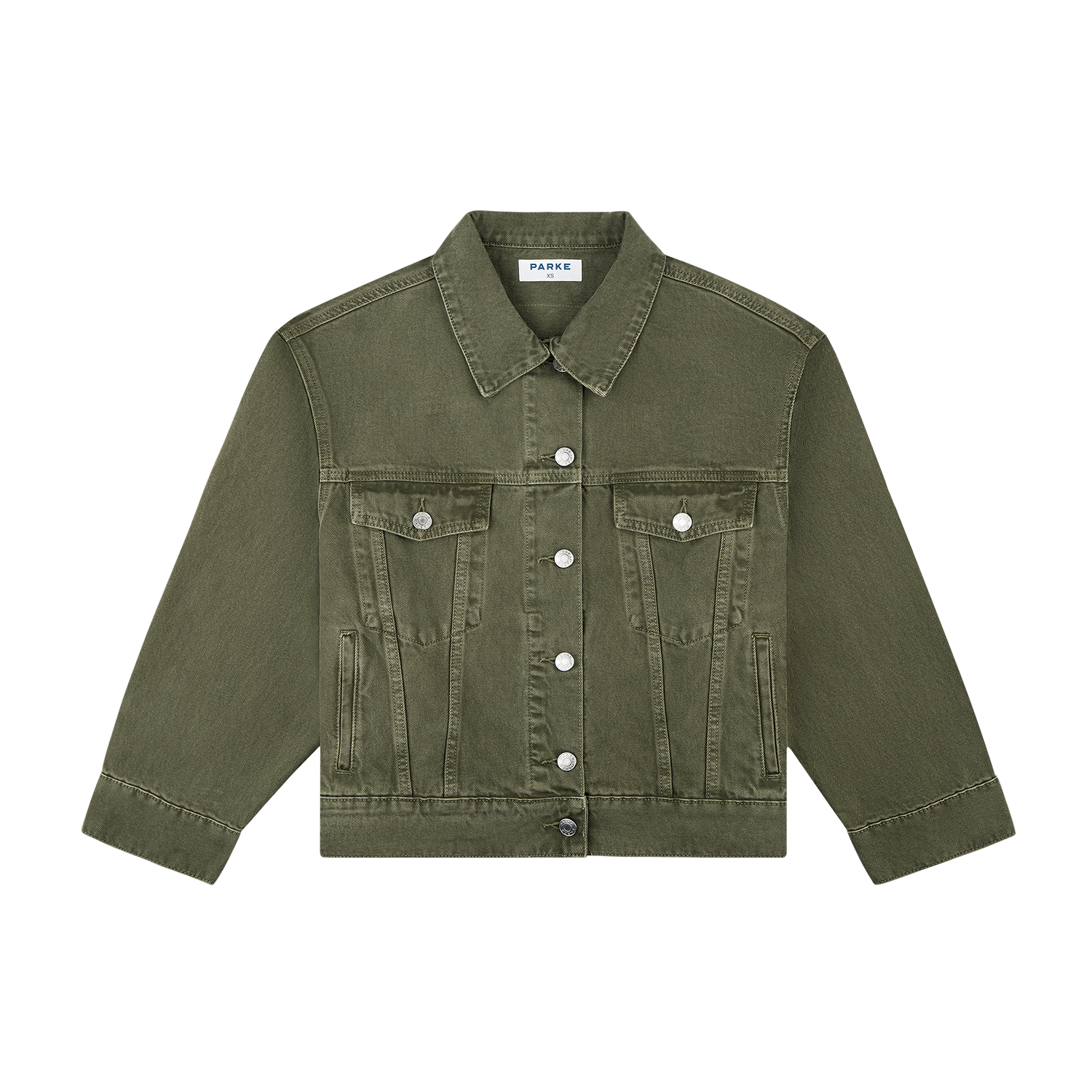 vintage wash oversized denim jacket -olive
