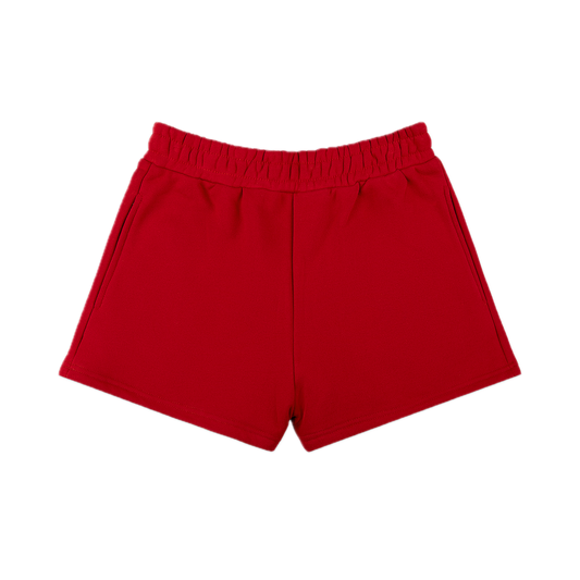 maroon sweatshort flat lay- maroon