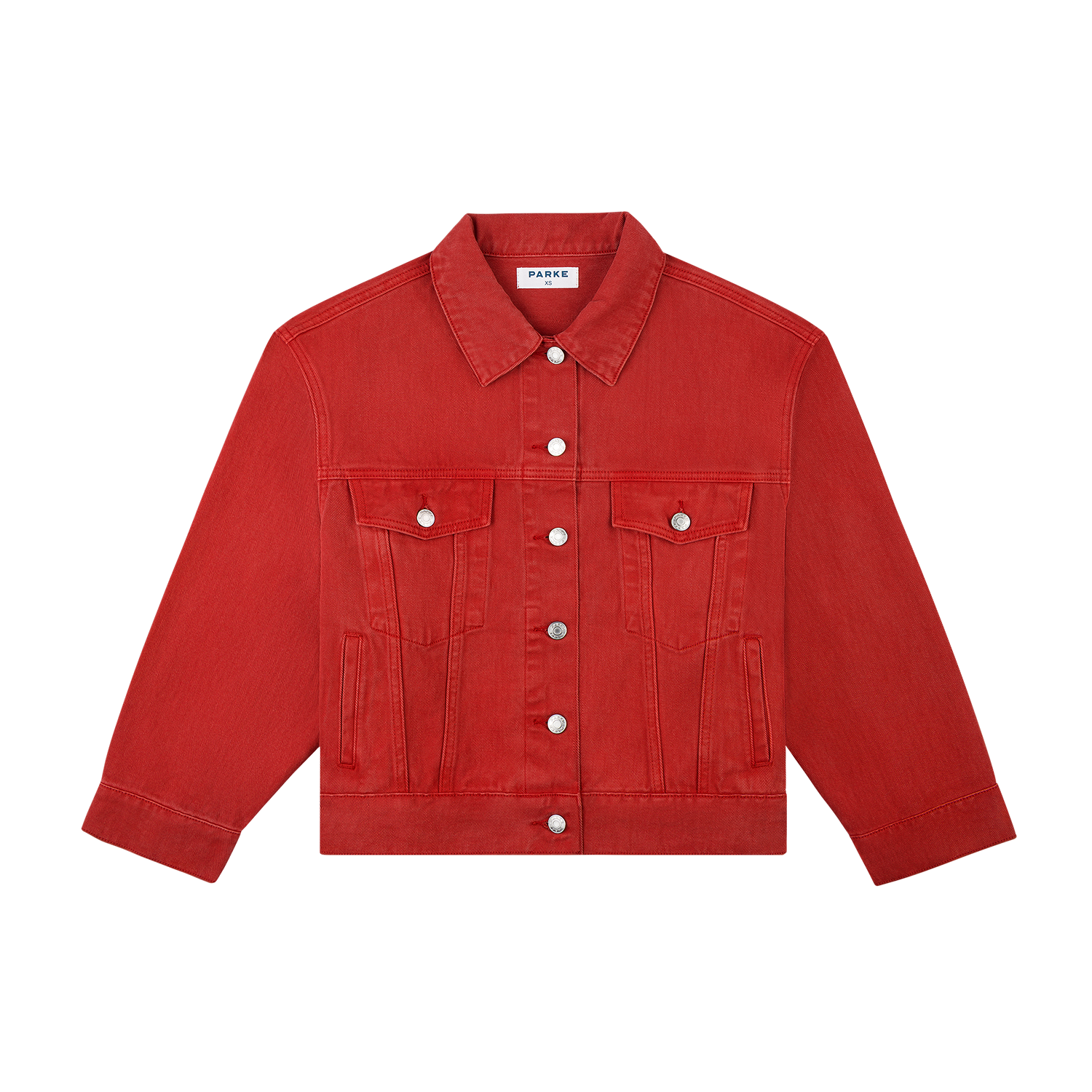 vintage wash oversized denim jacket -washed red