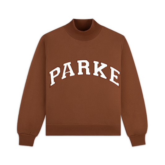 Varsity Turtleneck -mocha + white