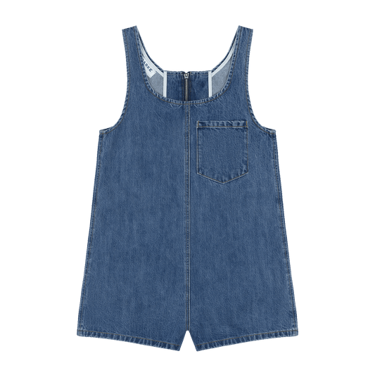 Tank Top Denim Romper - Medium Wash