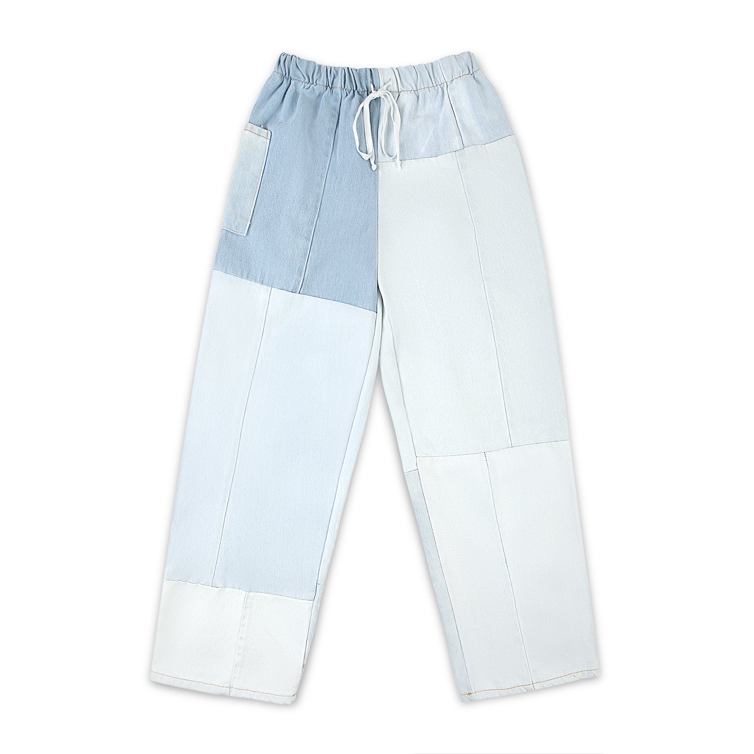 Whitewash Patchwork Drawstring Jean