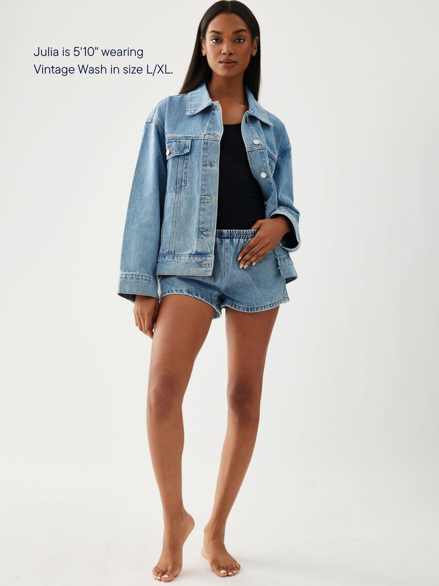 girl wearing oversized denim jacket -vintage wash